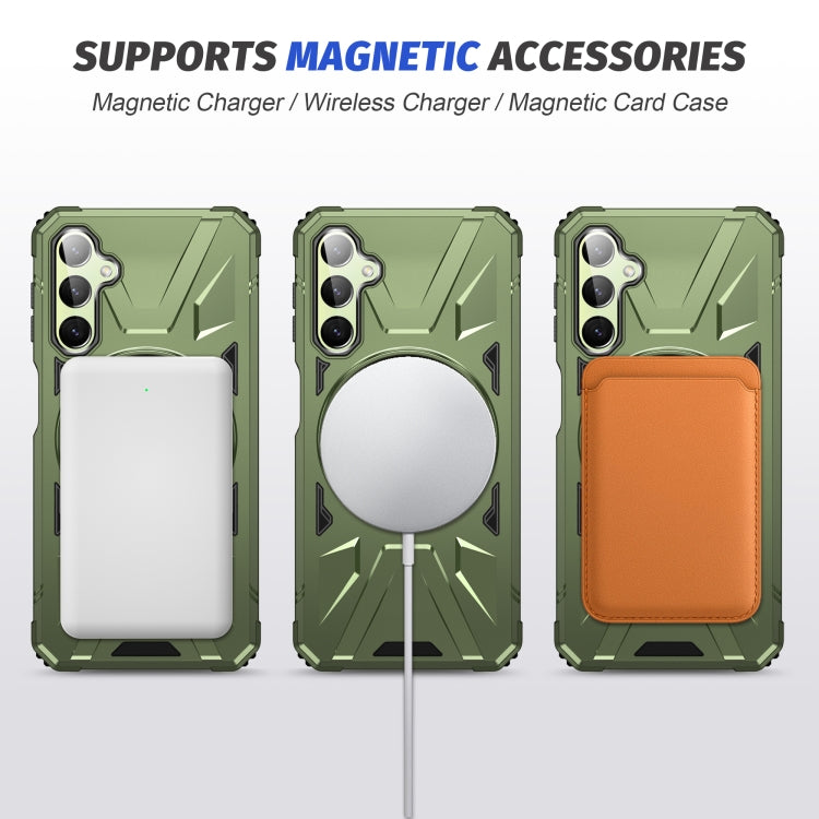 For Samsung Galaxy A24 5G MagSafe Magnetic Shockproof Phone Case with Ring Holder(Dark Green) by buy2fix