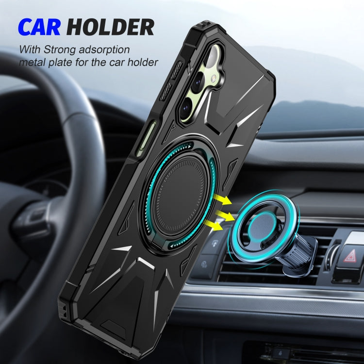 For Samsung Galaxy A24 4G/A25 5G MagSafe Magnetic Shockproof Phone Case with Ring Holder(Black) by buy2fix