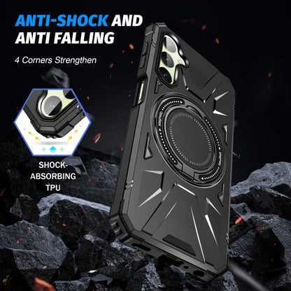 For Samsung Galaxy A24 4G/A25 5G MagSafe Magnetic Shockproof Phone Case with Ring Holder(Black) by buy2fix