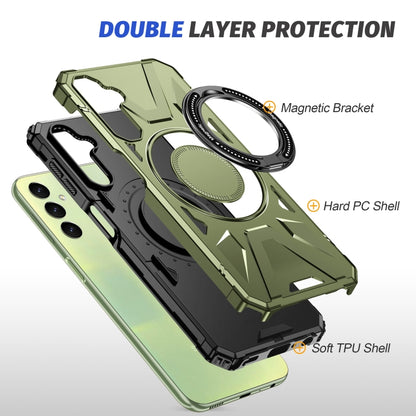 For Samsung Galaxy A24 4G/A25 5G MagSafe Magnetic Shockproof Phone Case with Ring Holder(Dark Green) by buy2fix