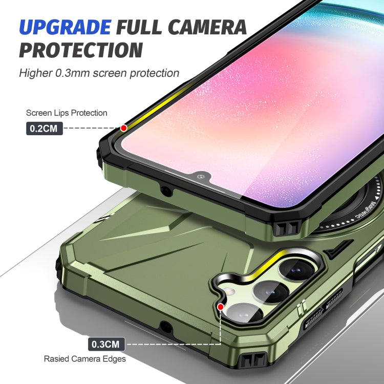 For Samsung Galaxy A54 5G MagSafe Magnetic Shockproof Phone Case with Ring Holder(Dark Green) by buy2fix