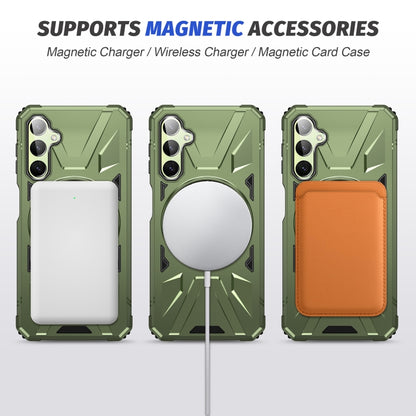 For Samsung Galaxy A54 5G MagSafe Magnetic Shockproof Phone Case with Ring Holder(Dark Green) by buy2fix