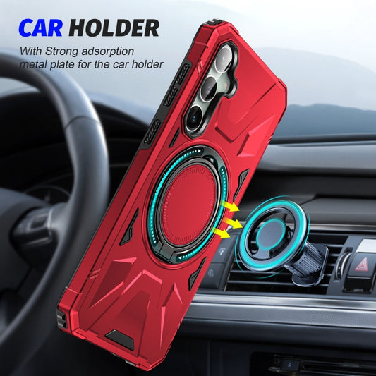 For Samsung Galaxy A15 MagSafe Magnetic Shockproof Phone Case with Ring Holder(Red) by buy2fix