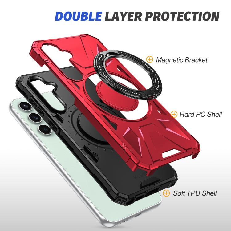 For Samsung Galaxy A15 MagSafe Magnetic Shockproof Phone Case with Ring Holder(Red) by buy2fix