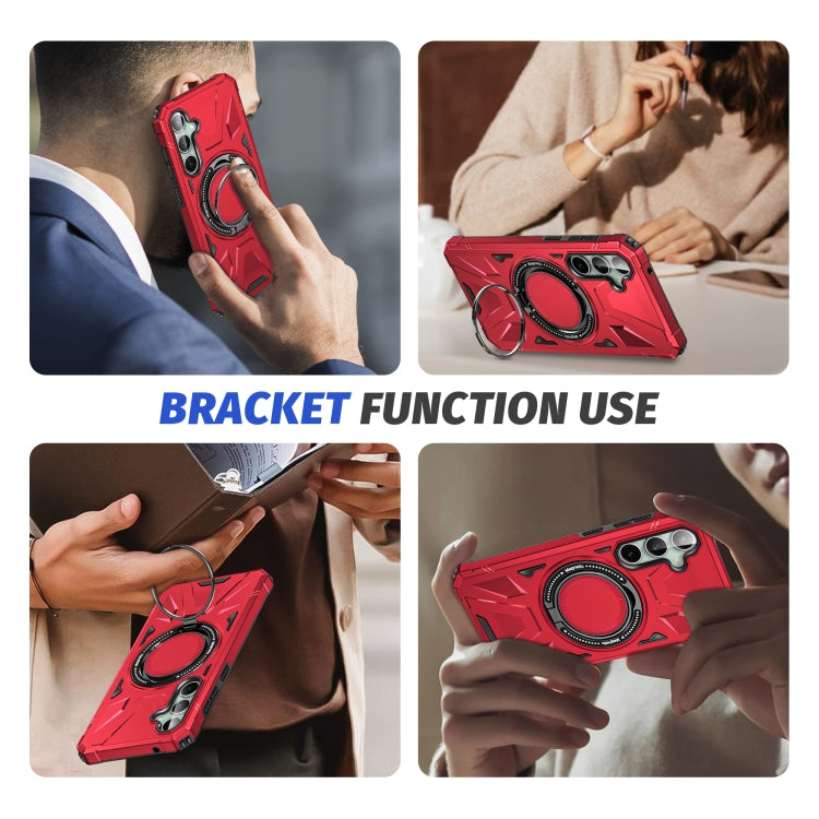 For Samsung Galaxy A15 MagSafe Magnetic Shockproof Phone Case with Ring Holder(Red) by buy2fix