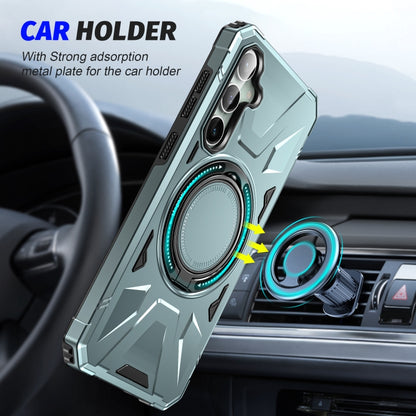 For Samsung Galaxy A15 MagSafe Magnetic Shockproof Phone Case with Ring Holder(Green) by buy2fix