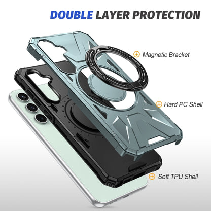 For Samsung Galaxy A15 MagSafe Magnetic Shockproof Phone Case with Ring Holder(Green) by buy2fix