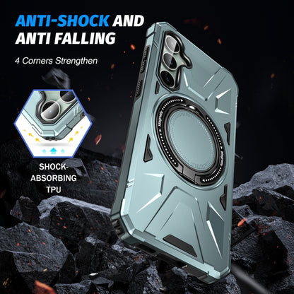 For Samsung Galaxy A15 MagSafe Magnetic Shockproof Phone Case with Ring Holder(Green) by buy2fix