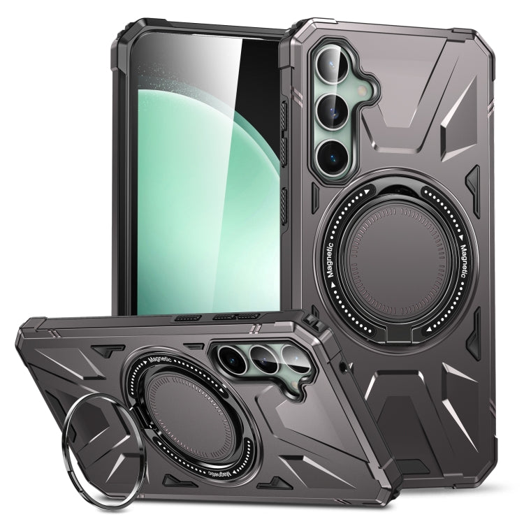 For Samsung Galaxy A15 MagSafe Magnetic Shockproof Phone Case with Ring Holder(Dark Grey) by buy2fix