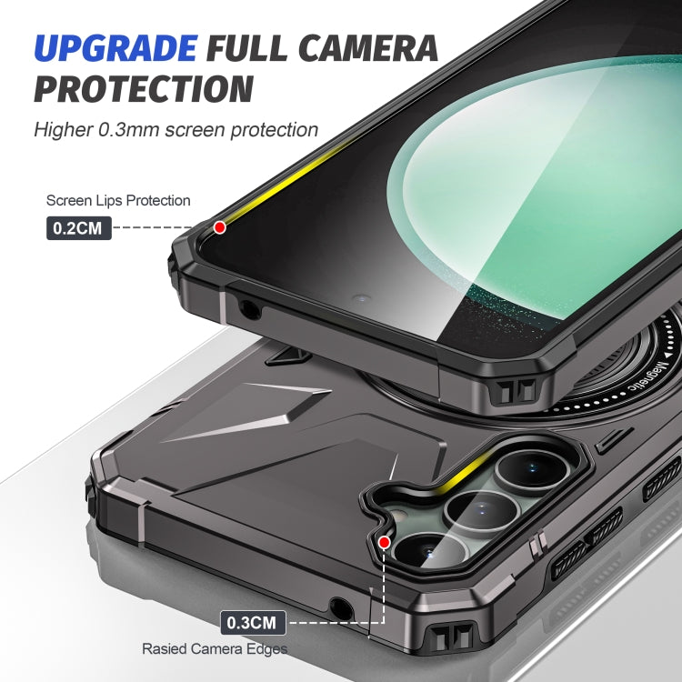 For Samsung Galaxy A15 MagSafe Magnetic Shockproof Phone Case with Ring Holder(Dark Grey) by buy2fix