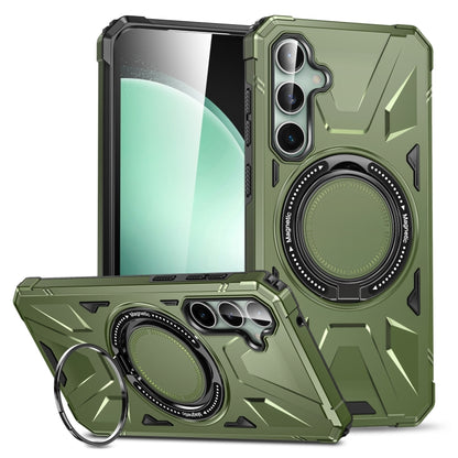 For Samsung Galaxy A15 MagSafe Magnetic Shockproof Phone Case with Ring Holder(Dark Green) by buy2fix