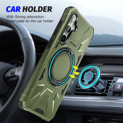 For Samsung Galaxy A15 MagSafe Magnetic Shockproof Phone Case with Ring Holder(Dark Green) by buy2fix