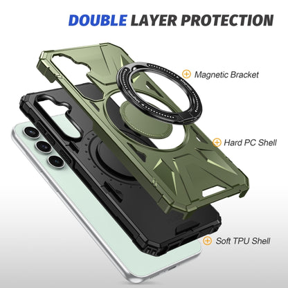For Samsung Galaxy A15 MagSafe Magnetic Shockproof Phone Case with Ring Holder(Dark Green) by buy2fix