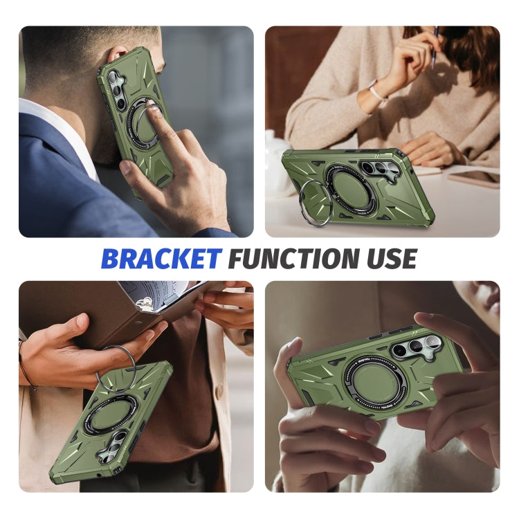 For Samsung Galaxy A15 MagSafe Magnetic Shockproof Phone Case with Ring Holder(Dark Green) by buy2fix