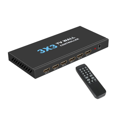 NK-330 3x3 4K 9 Screen HDMI DVI TV Video Wall Controller Splitter Multi Video Screen Processor Splicer, Plug Type:EU Plug(Black) - Splitter by buy2fix | Online Shopping UK | buy2fix