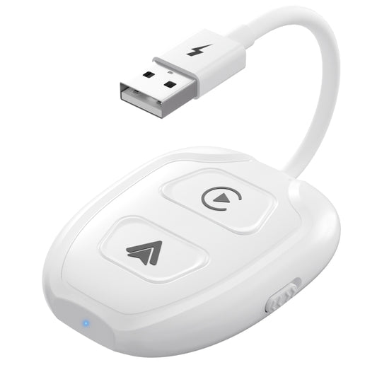 THT-020-9-1 USB + USB-C / Type-C Wired to Wireless Carplay / Android Auto Adapter(White) - Bluetooth Adapters by buy2fix | Online Shopping UK | buy2fix