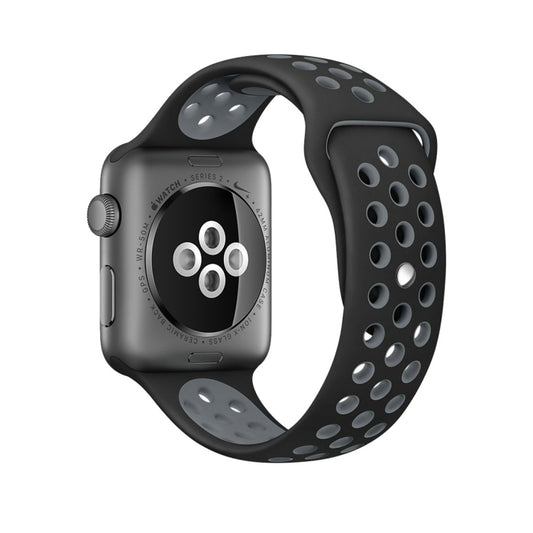 For Apple Watch Ultra 49mm&Watch Ultra 2 49mm / Series 9&8&7 45mm / SE 3&SE 2&6&SE&5&4 44mm / 3&2&1 42mm Sport Silicone Watch Band Standard Edition(Black Grey) - Watch Bands by buy2fix | Online Shopping UK | buy2fix