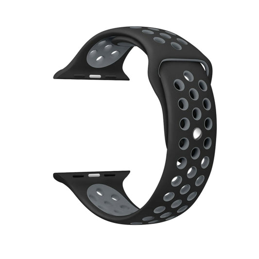 For Apple Watch Ultra 49mm&Watch Ultra 2 49mm / Series 9&8&7 45mm / SE 3&SE 2&6&SE&5&4 44mm / 3&2&1 42mm Sport Silicone Watch Band Standard Edition(Black Grey) - Watch Bands by buy2fix | Online Shopping UK | buy2fix