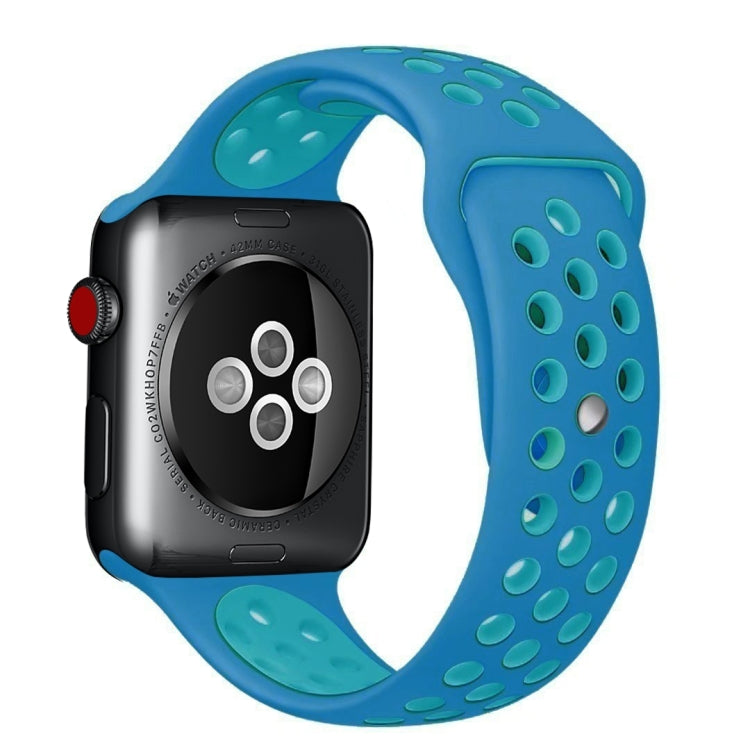 For Apple Watch Ultra 49mm&Watch Ultra 2 49mm / Series 9&8&7 45mm / SE 3&SE 2&6&SE&5&4 44mm / 3&2&1 42mm Sport Silicone Watch Band Standard Edition(Blue) - Watch Bands by buy2fix | Online Shopping UK | buy2fix