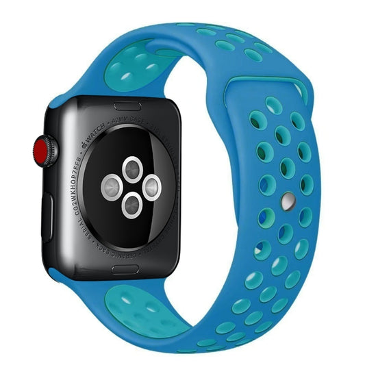 For Apple Watch Ultra 49mm&Watch Ultra 2 49mm / Series 9&8&7 45mm / SE 3&SE 2&6&SE&5&4 44mm / 3&2&1 42mm Sport Silicone Watch Band Standard Edition(Blue) - Watch Bands by buy2fix | Online Shopping UK | buy2fix