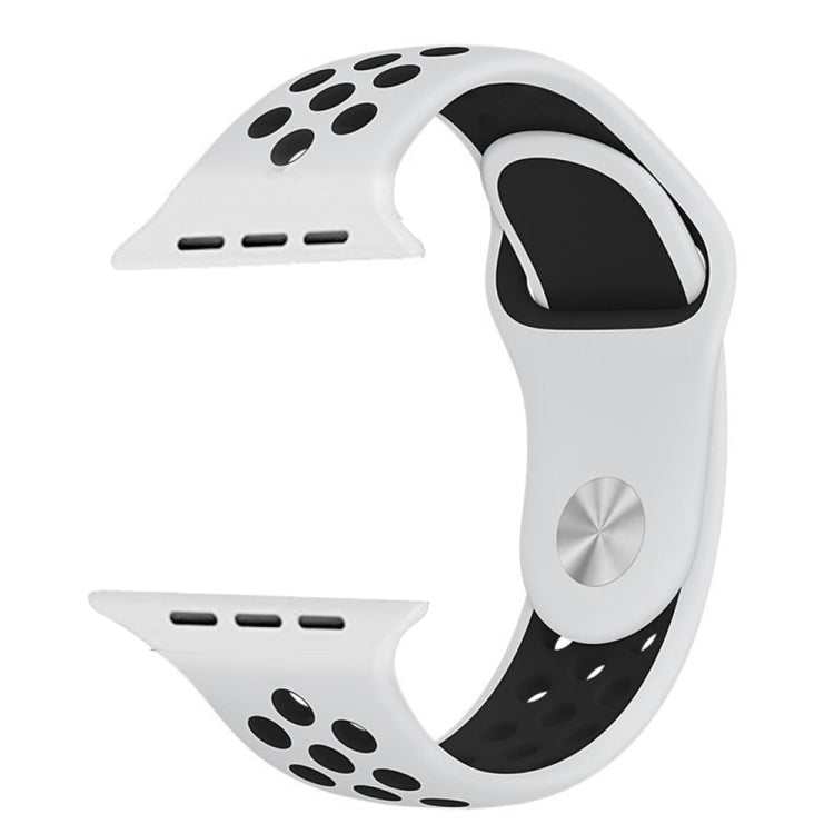 For Apple Watch Ultra 49mm / Series 8&7 45mm / SE 2&6&SE&5&4 44mm / 3&2&1 42mm Sport Silicone Watch Band Standard Edition(White Black) by buy2fix