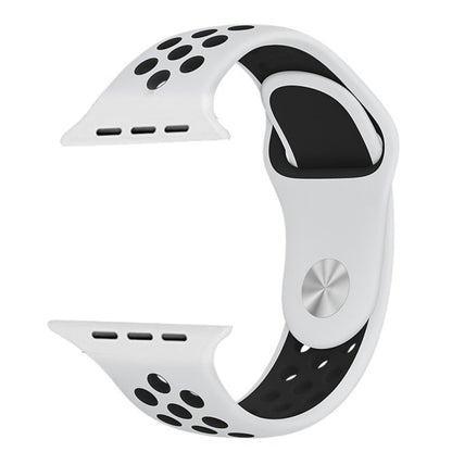 For Apple Watch Ultra 49mm / Series 8&7 45mm / SE 2&6&SE&5&4 44mm / 3&2&1 42mm Sport Silicone Watch Band Standard Edition(White Black) by buy2fix