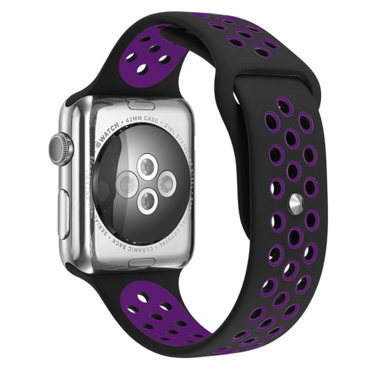 For Apple Watch Ultra 49mm&Watch Ultra 2 49mm / Series 9&8&7 45mm / SE 3&SE 2&6&SE&5&4 44mm / 3&2&1 42mm Sport Silicone Watch Band Standard Edition(Black Purple) - Watch Bands by buy2fix | Online Shopping UK | buy2fix