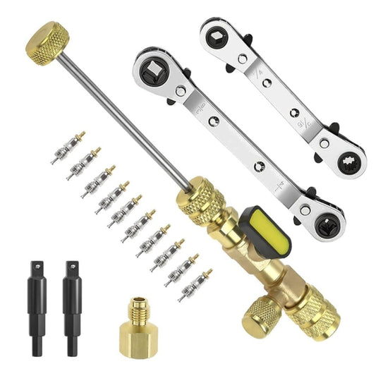 15pcs / Set Air Conditioning Valve Core Disassembly Tool with Rrepair Wrench & Valve Core - Air Conditioning System by buy2fix | Online Shopping UK | buy2fix