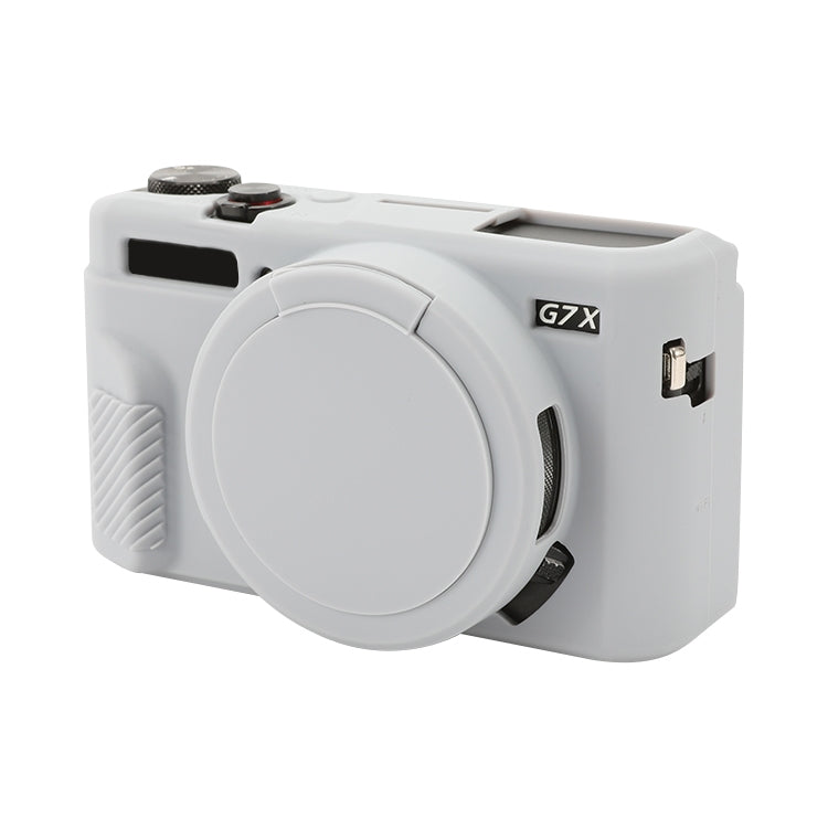 For Canon PowerShot G7 X Mark II / G7X2 Soft Silicone Protective Case with Lens Cover(Grey) by buy2fix