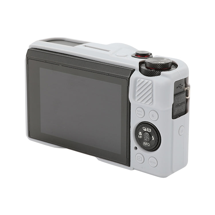 For Canon PowerShot G7 X Mark II / G7X2 Soft Silicone Protective Case with Lens Cover(Grey) by buy2fix