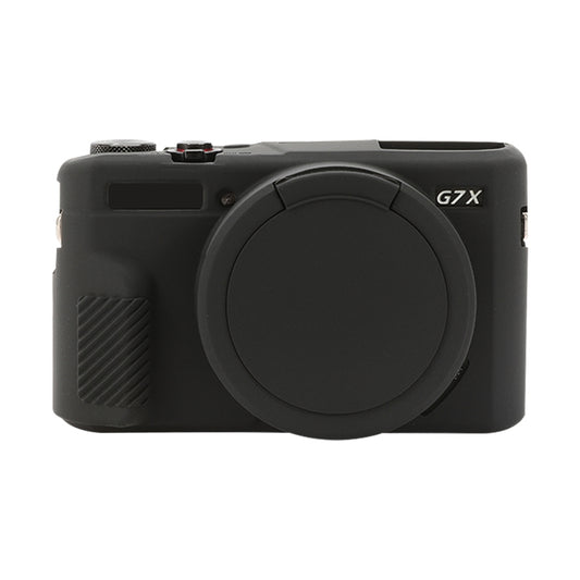 For Canon PowerShot G7 X Mark II / G7X2 Soft Silicone Protective Case with Lens Cover(Black) - Protective Case by buy2fix | Online Shopping UK | buy2fix