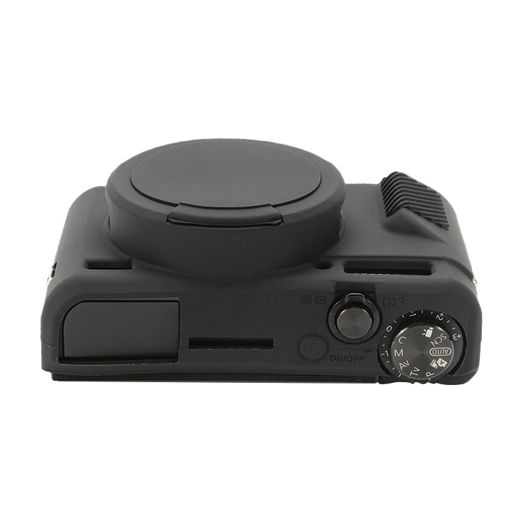 For Canon PowerShot G7 X Mark II / G7X2 Soft Silicone Protective Case with Lens Cover(Black) - Protective Case by buy2fix | Online Shopping UK | buy2fix