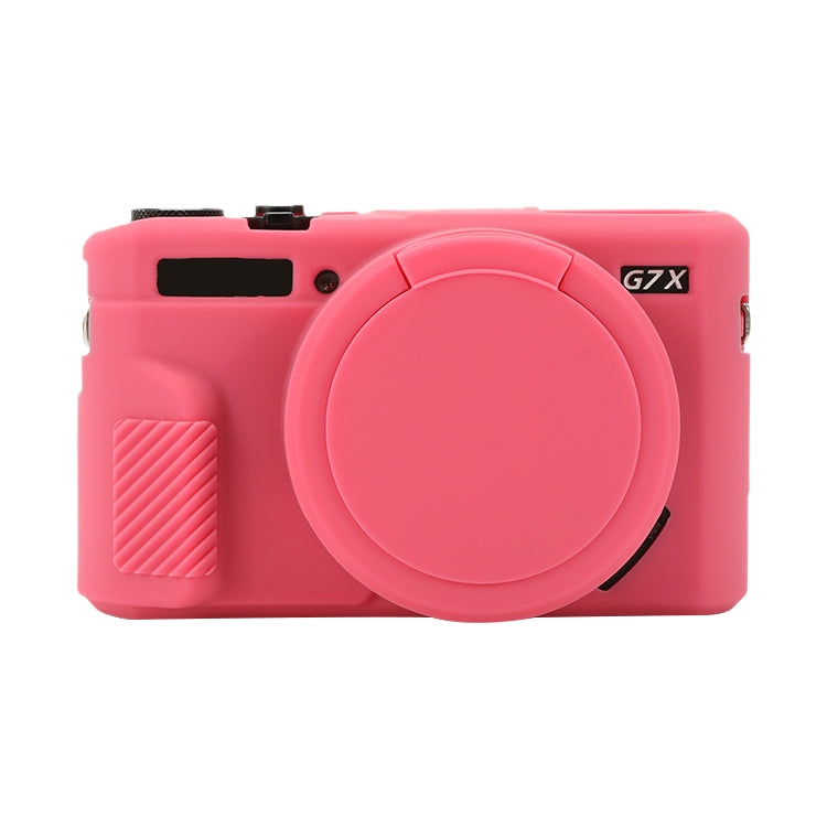 For Canon PowerShot G7 X Mark II / G7X2 Soft Silicone Protective Case with Lens Cover(Peach Red) by buy2fix