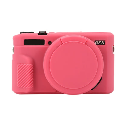 For Canon PowerShot G7 X Mark II / G7X2 Soft Silicone Protective Case with Lens Cover(Peach Red) by buy2fix