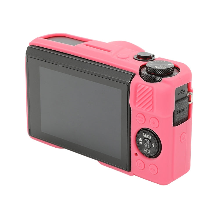 For Canon PowerShot G7 X Mark II / G7X2 Soft Silicone Protective Case with Lens Cover(Peach Red) by buy2fix