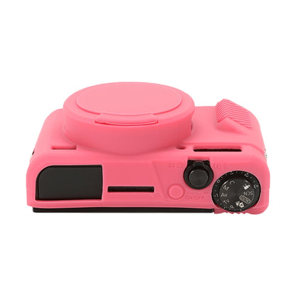 For Canon PowerShot G7 X Mark II / G7X2 Soft Silicone Protective Case with Lens Cover(Peach Red) by buy2fix