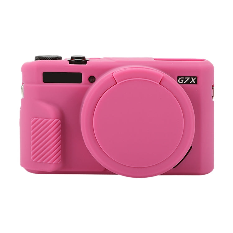 For Canon PowerShot G7 X Mark II / G7X2 Soft Silicone Protective Case with Lens Cover(Rose Red) by buy2fix