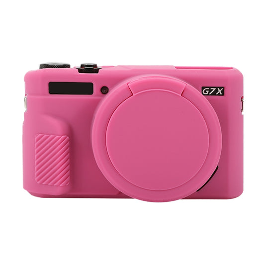 For Canon PowerShot G7 X Mark II / G7X2 Soft Silicone Protective Case with Lens Cover(Rose Red) by buy2fix