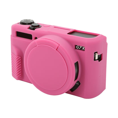 For Canon PowerShot G7 X Mark II / G7X2 Soft Silicone Protective Case with Lens Cover(Rose Red) by buy2fix