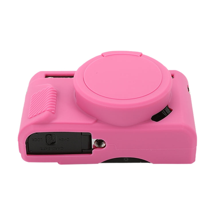 For Canon PowerShot G7 X Mark II / G7X2 Soft Silicone Protective Case with Lens Cover(Rose Red) by buy2fix