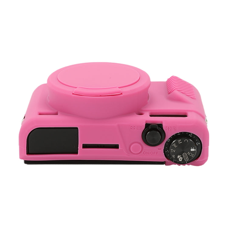 For Canon PowerShot G7 X Mark II / G7X2 Soft Silicone Protective Case with Lens Cover(Rose Red) by buy2fix