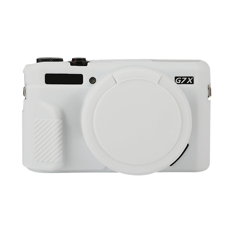 For Canon PowerShot G7 X Mark II / G7X2 Soft Silicone Protective Case with Lens Cover(White) by buy2fix