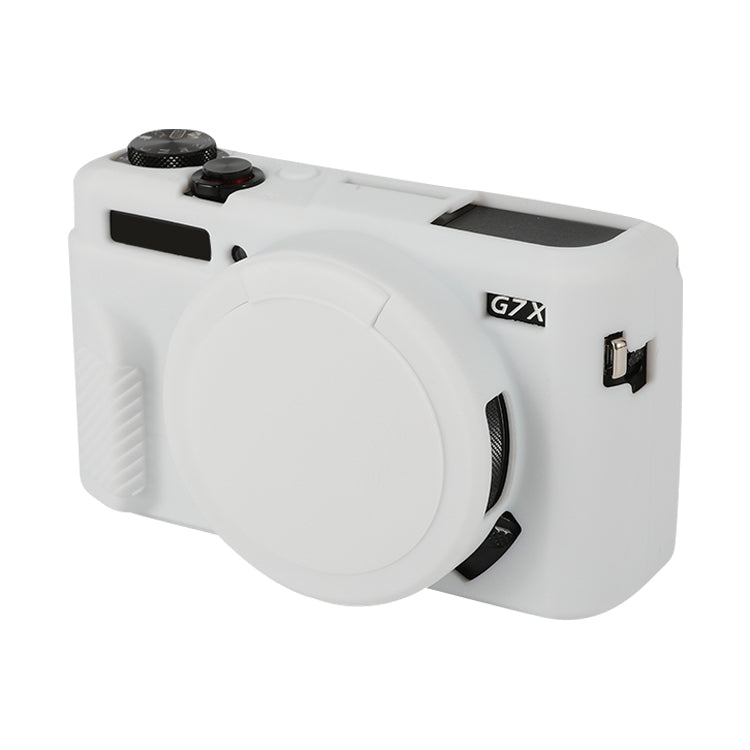 For Canon PowerShot G7 X Mark II / G7X2 Soft Silicone Protective Case with Lens Cover(White) by buy2fix
