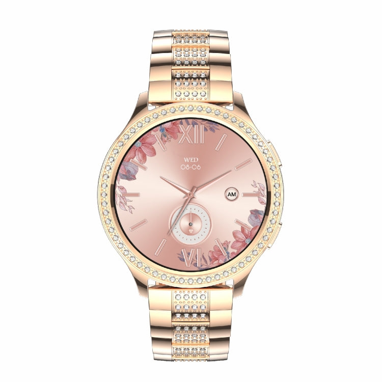 AK53 IP67 BT5.2 1.32inch Smart Watch Support Voice Call / Health Monitoring, Style:Pearl Steel Strap(Gold) by buy2fix