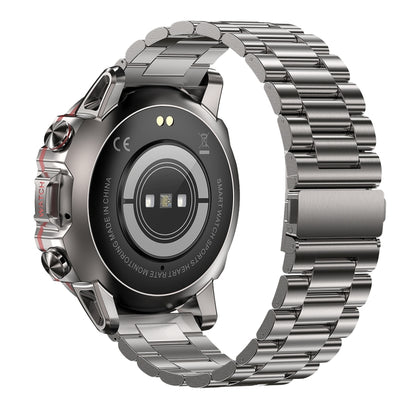 AK56 IP67 BT5.1 1.43inch Smart Watch Support Voice Call / Health Monitoring, Style:Pearl Steel Strap(Silver) by buy2fix