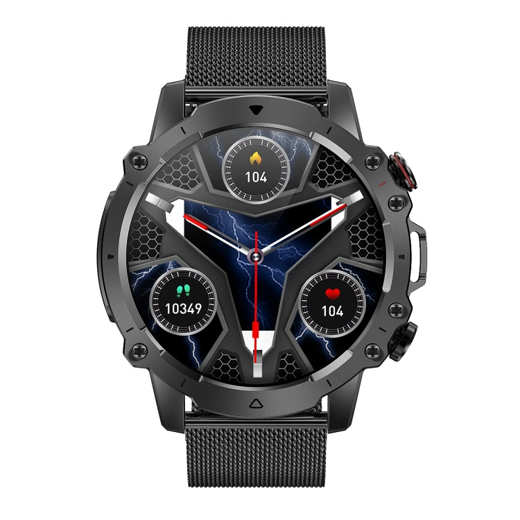 AK56 IP67 BT5.1 1.43inch Smart Watch Support Voice Call / Health Monitoring, Style:Steel Mesh Strap(Black) by buy2fix
