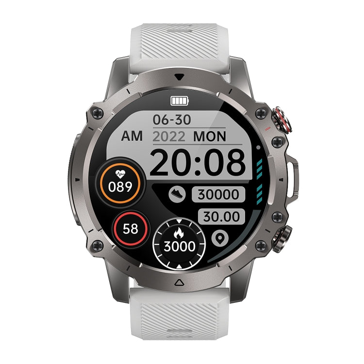 AK56 IP67 BT5.1 1.43inch Smart Watch Support Voice Call / Health Monitoring, Style:Silicone Strap(Silver) by buy2fix