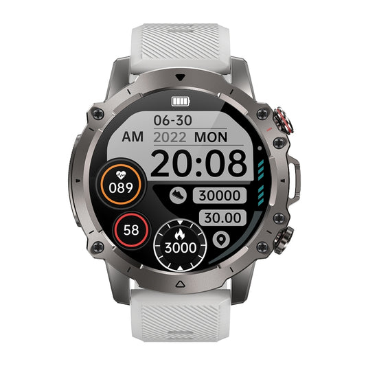 AK56 IP67 BT5.1 1.43inch Smart Watch Support Voice Call / Health Monitoring, Style:Silicone Strap(Silver) by buy2fix