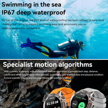 AK56 IP67 BT5.1 1.43inch Smart Watch Support Voice Call / Health Monitoring, Style:Silicone Strap(Silver) by buy2fix