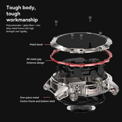 AK56 IP67 BT5.1 1.43inch Smart Watch Support Voice Call / Health Monitoring, Style:Silicone Strap(Silver) by buy2fix